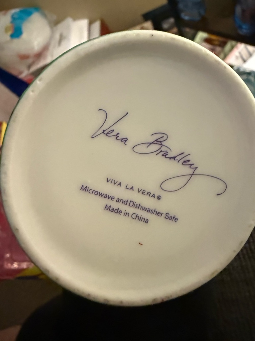 Vera Bradley Ceramic Mug - White with Blue Logo - Picture 2 of 6